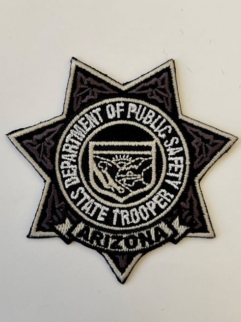 ARIZONA STATE TROOPER DEPARTMENT OF PUBLIC SAFETY BLACK / GREY BADGE PATCH - VELCRO.